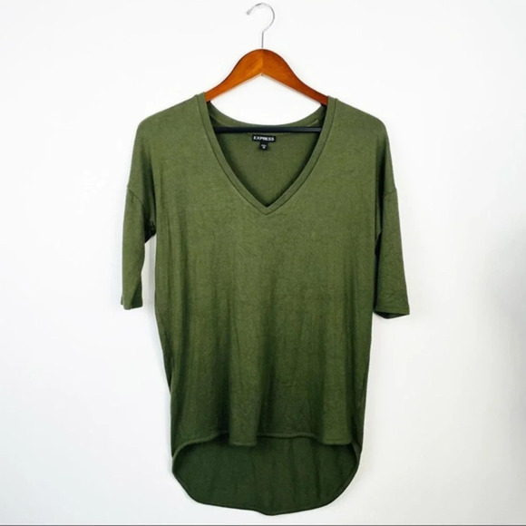 EXPRESS Olive Green 3\4 Sleeve‎ Top XS - Picture 1 of 5